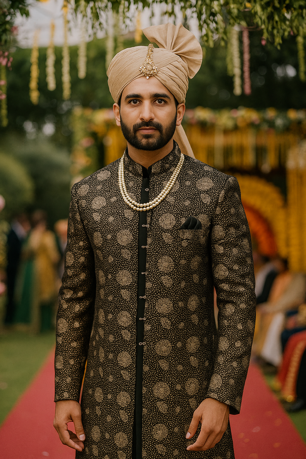 Black-Silver Indo Western Suit