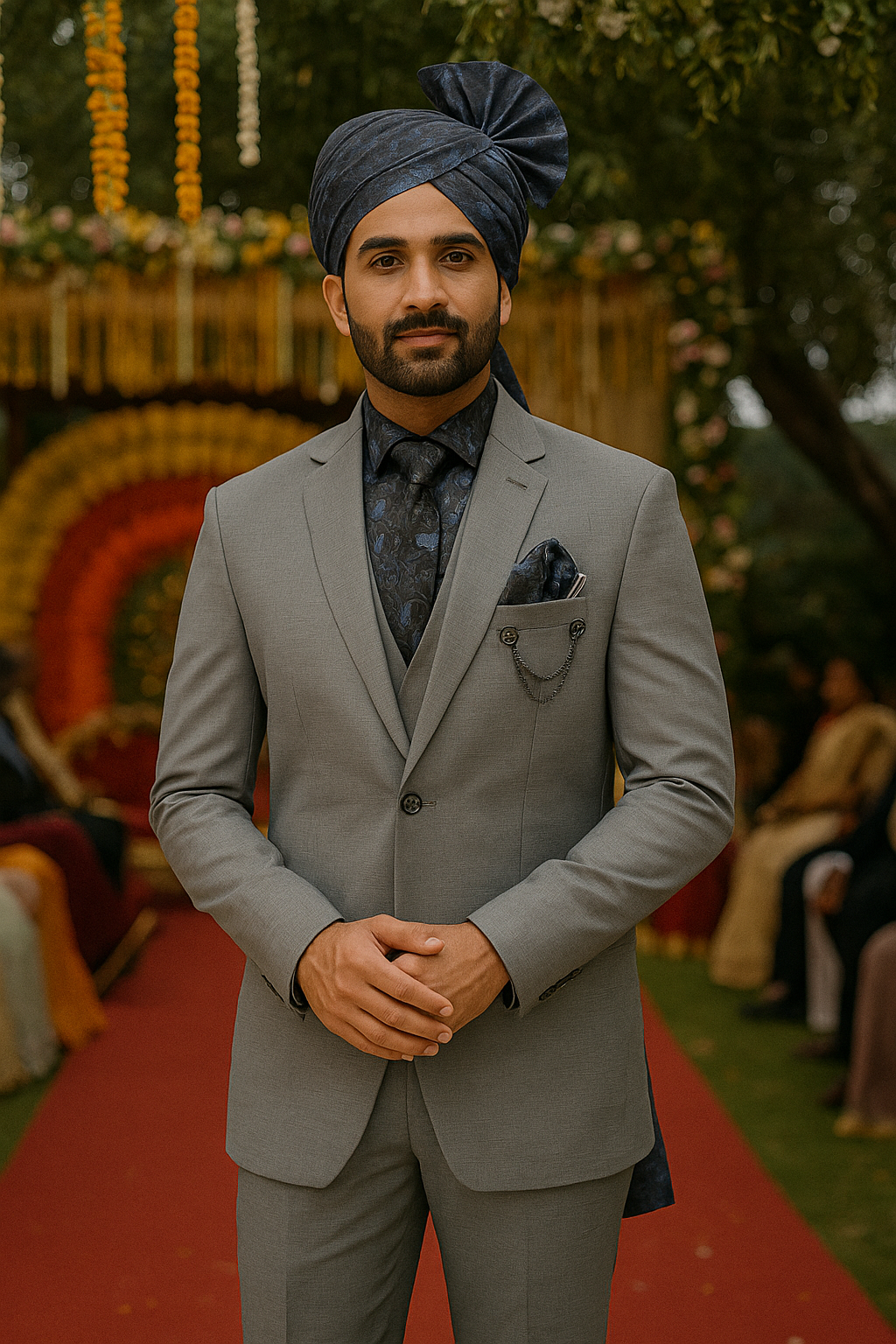 Grey 4-piece Suit with Tie