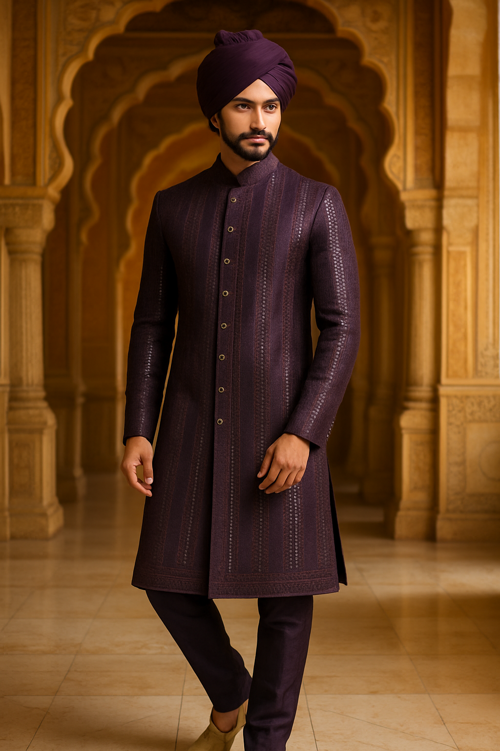Purple Indo Western Suit