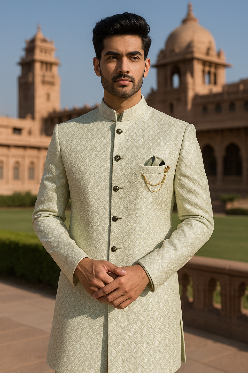 Light Green, 3-Piece Jodhpuri