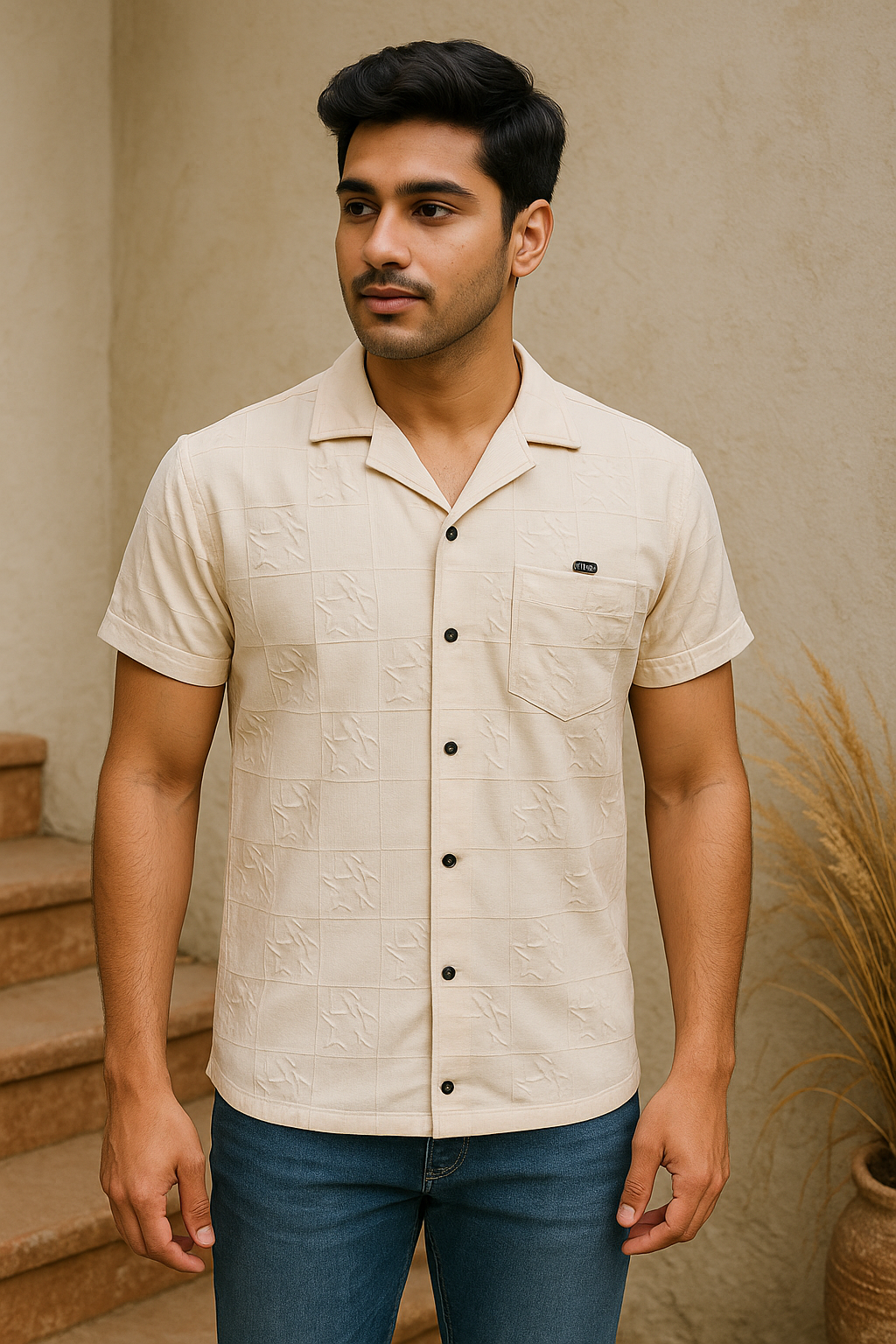 White Check Pattern Shirt